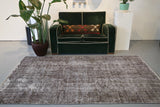 Vintage Overdyed Isparta Rug in Mid Gray 4.7ftx7.10ft