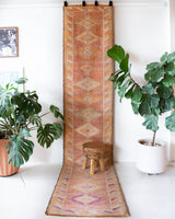pile rug runner, Turkish rug, vintage rug, portland, rug shop, bright colors, wild shaman, runner rug, bold color, Portland, Oregon, rug store, rug shop, local shop, hallway runner, skinny runner, kilim runner, earthy colors, faded colors