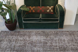 Vintage Overdyed Isparta Rug in Mid Gray 4.7ftx7.10ft