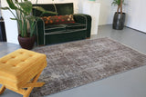 Vintage Overdyed Isparta Rug in Mid Gray 4.7ftx7.10ft
