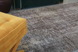 Vintage Overdyed Isparta Rug in Mid Gray 4.7ftx7.10ft