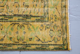 Vintage Overdyed Isparta Rug in Mint Lemon 6ftx10ft
