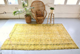Vintage Overdyed Isparta Rug in Mint Lemon 6ftx10ft