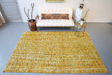 Vintage Overdyed Isparta Rug in Meyer Lemon 5.9ftx8.10ft