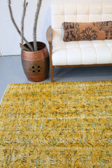 Vintage Overdyed Isparta Rug in Meyer Lemon 5.9ftx8.10ft
