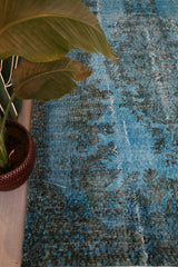 Vintage Overdyed Isparta Rug in Deep Blue 5.5ftx8.7ft