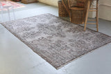 Vintage Overdyed Isparta Rug in Light Gray 5.6ftx8.7ft