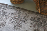 Vintage Overdyed Isparta Rug in Light Gray 5.6ftx8.7ft