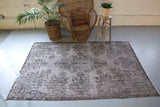 Vintage Overdyed Isparta Rug in Light Gray 5.6ftx8.7ft