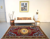 Old Anatolian Rug 4.6ftx7.3ft
