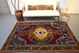 Old Anatolian Rug 4.6ftx7.3ft