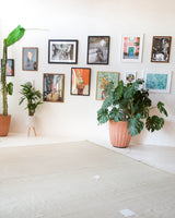 Vintage kilim rug in living room setting, old rug, antique rug, pastel colors, faded colors, Turkish rug, vintage rug, soft rug, Portland, Oregon, rug store, rug shop, local shop, earthy tones, earthy colors, warm colors