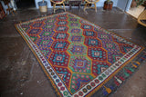 Vintage Mersin Mut Cicim Kilim 6.8ftx11.2ft