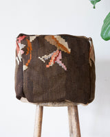 Floor pouf in a living room setting, pillow, turkish pillow, kilim pillow, home decor, decorative pillow, sham, rug pillow, decor, home decor, pouf, floor cushion, cushion, Portland, rugshop, Oregon, Wild Shaman, ottoman