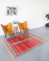 Turkish rug, vintage rug, flat weave, kilim rug, large area rug, square rug, Wild Shaman, Portland, Oregon, rug store, rug shop, local shop, bright colors, area rug, red rug, bold color