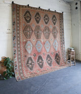 old rug, antique rug, earthy colors, faded colors, turkish rug, vintage rug, flat weave, kilim rug, large area rug, square rug, Wild Shaman, Portland, Oregon, rug store, rug shop, local shop