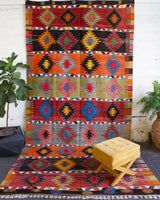 Turkish rug, vintage rug, flat weave, kilim rug, large area rug, square rug, Wild Shaman, Portland, Oregon, rug store, rug shop, local shop, bright colors, area rug, red rug, bold color