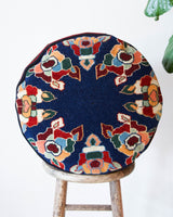 Floor pouf in a living room setting, pillow, turkish pillow, kilim pillow, home decor, decorative pillow, sham, rug pillow, decor, home decor, pouf, floor cushion, cushion, Portland, rugshop, Oregon, Wild Shaman, ottoman