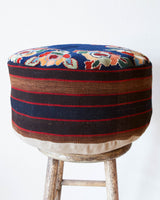 Floor pouf in a living room setting, pillow, turkish pillow, kilim pillow, home decor, decorative pillow, sham, rug pillow, decor, home decor, pouf, floor cushion, cushion, Portland, rugshop, Oregon, Wild Shaman, ottoman