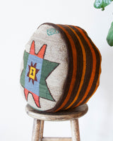 Floor pouf in a living room setting, pillow, turkish pillow, kilim pillow, home decor, decorative pillow, sham, rug pillow, decor, home decor, pouf, floor cushion, cushion, Portland, rugshop, Oregon, Wild Shaman, ottoman