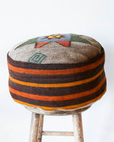 Floor pouf in a living room setting, pillow, turkish pillow, kilim pillow, home decor, decorative pillow, sham, rug pillow, decor, home decor, pouf, floor cushion, cushion, Portland, rugshop, Oregon, Wild Shaman, ottoman