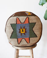 Floor pouf in a living room setting, pillow, turkish pillow, kilim pillow, home decor, decorative pillow, sham, rug pillow, decor, home decor, pouf, floor cushion, cushion, Portland, rugshop, Oregon, Wild Shaman, ottoman