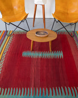 Turkish rug, vintage rug, flat weave, kilim rug, large area rug, square rug, Wild Shaman, Portland, Oregon, rug store, rug shop, local shop, bright colors, area rug, red rug, bold color