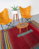 Turkish rug, vintage rug, flat weave, kilim rug, large area rug, square rug, Wild Shaman, Portland, Oregon, rug store, rug shop, local shop, bright colors, area rug, red rug, bold color