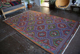 Vintage Mersin Mut Cicim Kilim 6.4ftx10.7ft
