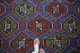 Vintage Mersin Mut Cicim Kilim 6.4ftx10.7ft