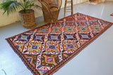Vintage Mersin Cicim Kilim 4.9ftx9.9ft