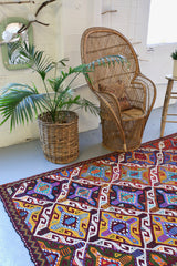 Vintage Mersin Cicim Kilim 4.9ftx9.9ft