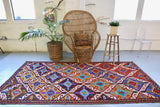 Vintage Mersin Cicim Kilim 4.9ftx9.9ft
