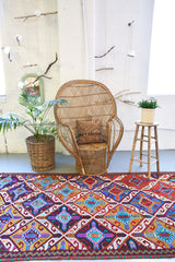 Vintage Mersin Cicim Kilim 4.9ftx9.9ft