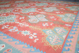 orange, green, bright color, antique, oushak rug, portland rug shop, rug store, wild shaman