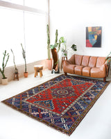 Vintage Turkish rug in a living room setting, pile rug, Turkish rug, vintage rug, portland, rug shop, bright colors, wild shaman, soft rug, bold color, Portland, Oregon, rug store, rug shop, local shop, antique rug,