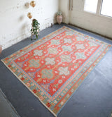 orange, green, bright color, antique, oushak rug, portland rug shop, rug store, wild shaman