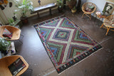 Vintage Mersin Mut Cicim Kilim 6.3ftx9.1ft