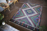 Vintage Mersin Mut Cicim Kilim 6.3ftx9.1ft