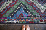 Vintage Mersin Mut Cicim Kilim 6.3ftx9.1ft
