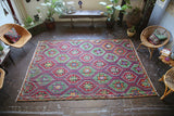 Vintage Mersin Mut Cicim Kilim 6.10ftx11.11ft