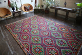 Vintage Mersin Mut Cicim Kilim 6.10ftx11.11ft