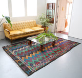 orange, brown, striped, old rug, vintage kilim, flat weave, antique, oushak rug, portland rug shop, rug store, wild shaman