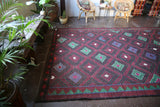 Vintage Mersin Mut Cicim Kilim 7.9ftx11.11ft