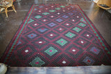Vintage Mersin Mut Cicim Kilim 7.9ftx11.11ft