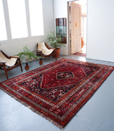 Old Persian Shiraz Rug 7.7ftx10ft