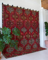 old rug, antique rug, Turkish rug, Portland, Oregon, rug store, rug shop, local shop, bright colors, wild shaman, large rug, area rug, red rug, bold color, burgundy, dark red, flat weave, kilim rug