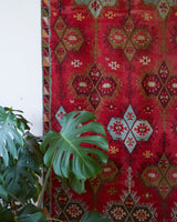 old rug, antique rug, Turkish rug, Portland, Oregon, rug store, rug shop, local shop, bright colors, wild shaman, large rug, area rug, red rug, bold color, burgundy, dark red, flat weave, kilim rug