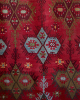 old rug, antique rug, Turkish rug, Portland, Oregon, rug store, rug shop, local shop, bright colors, wild shaman, large rug, area rug, red rug, bold color, burgundy, dark red, flat weave, kilim rug