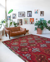 old rug, antique rug, Turkish rug, Portland, Oregon, rug store, rug shop, local shop, bright colors, wild shaman, large rug, area rug, red rug, bold color, burgundy, dark red, flat weave, kilim rug